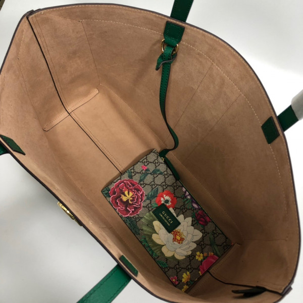 HOT SALE GUCCI GG Supreme Monogram Flora Web Large Ophidia Tote