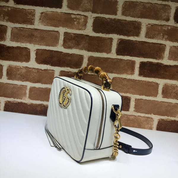 [FREE SHIPPING] GUCCI GG Marmont small shoulder bag with bamboo