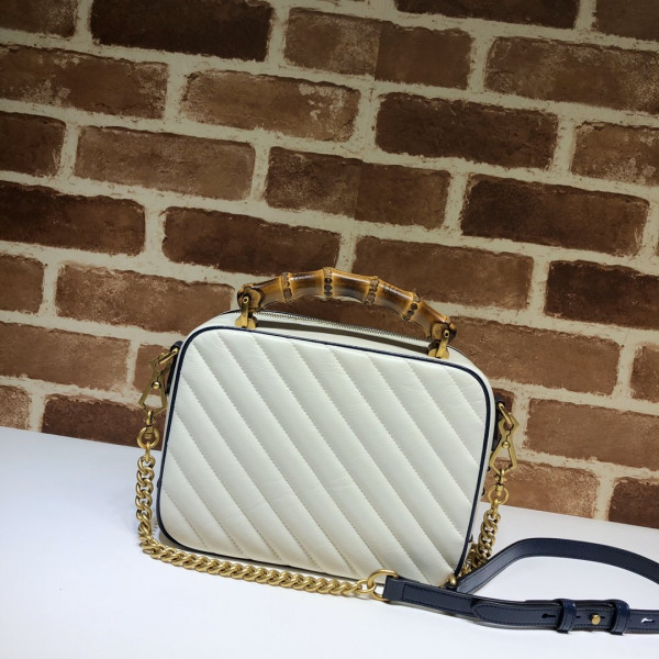 [FREE SHIPPING] GUCCI GG Marmont small shoulder bag with bamboo