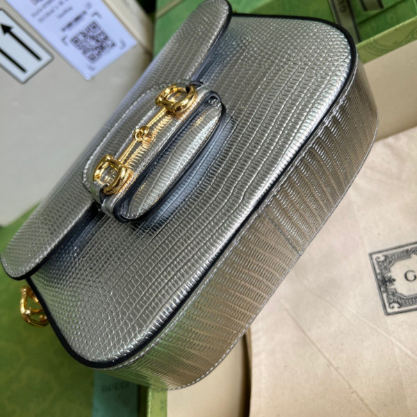 HOT SALE Gucci Horsebit 1955 lizard mini bag