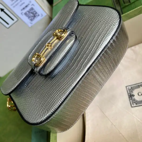 Affordable Gucci Horsebit 1955 lizard mini bag