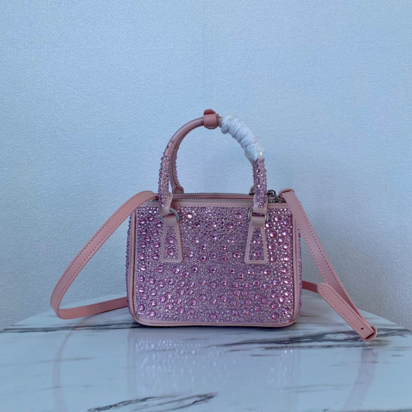 HOT SALE PRADA Galleria satin mini-bag with crystals