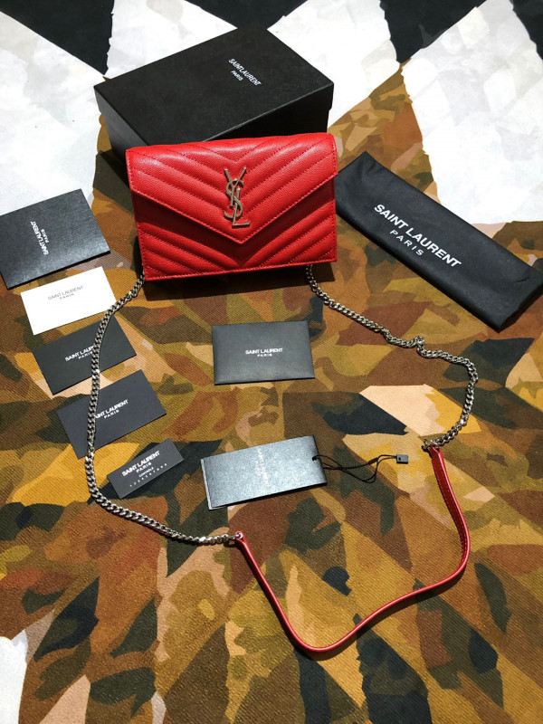 HOT SALE YSL CASSANDRE MATELASSÉ CHAIN WALLET