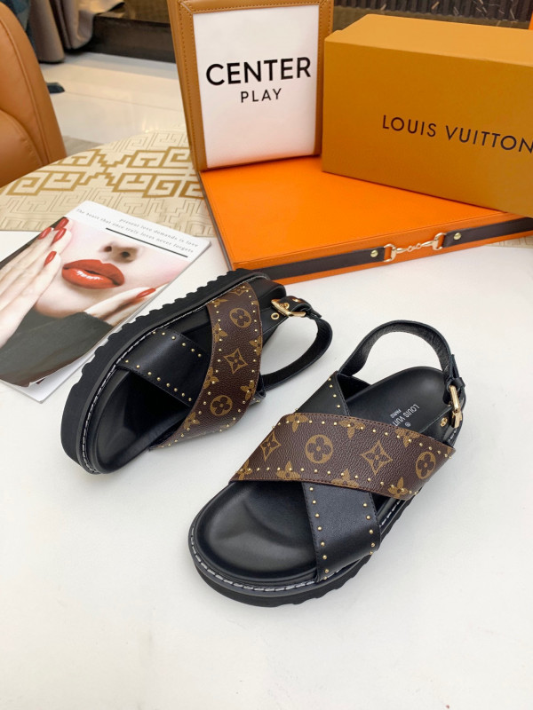 HOT SALE LOUIS VUITTON WOMEN"S PASEO FLAT COMFORT SANDAL