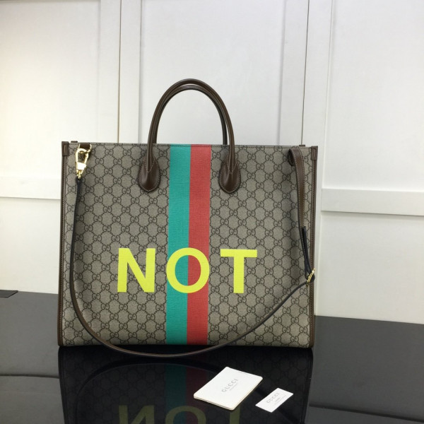 HOT SALE GUCCI 'Fake Not' print large tote bag