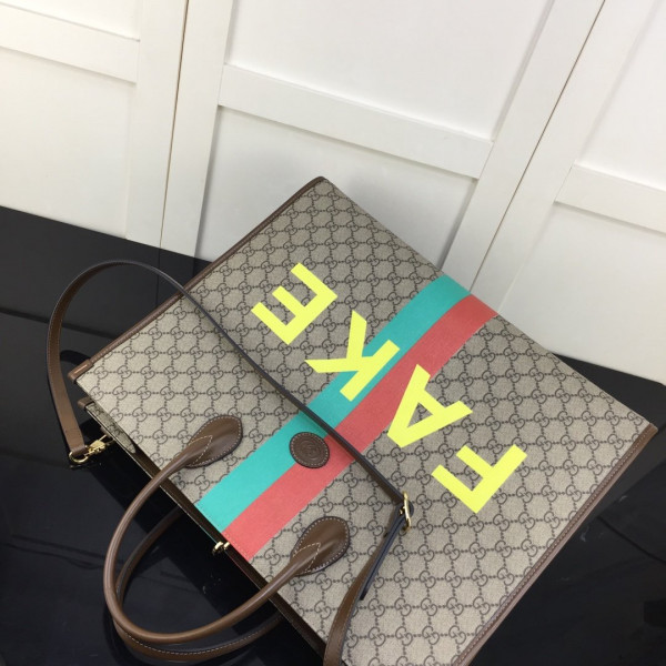 HOT SALE GUCCI 'Fake Not' print large tote bag