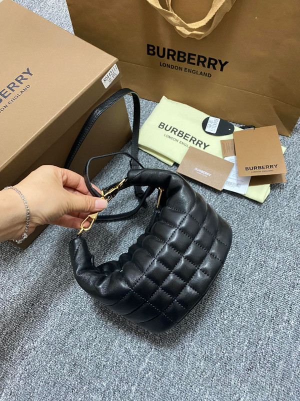 HOT SALE BURBERRY Small Quilted Lambskin Crescent Lola Bag