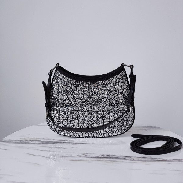 HOT SALE PRADA Cleo satin bag with appliqués