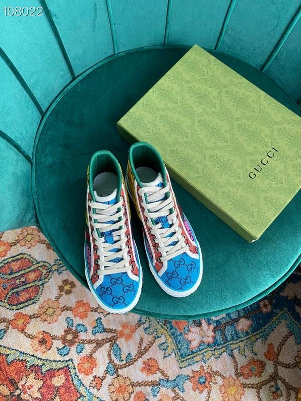 HOT SALE GUCCI Tennis 1977 GG Multicolor high-top