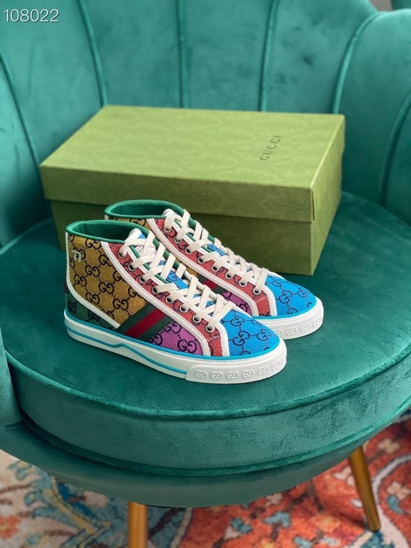 HOT SALE GUCCI Tennis 1977 GG Multicolor high-top