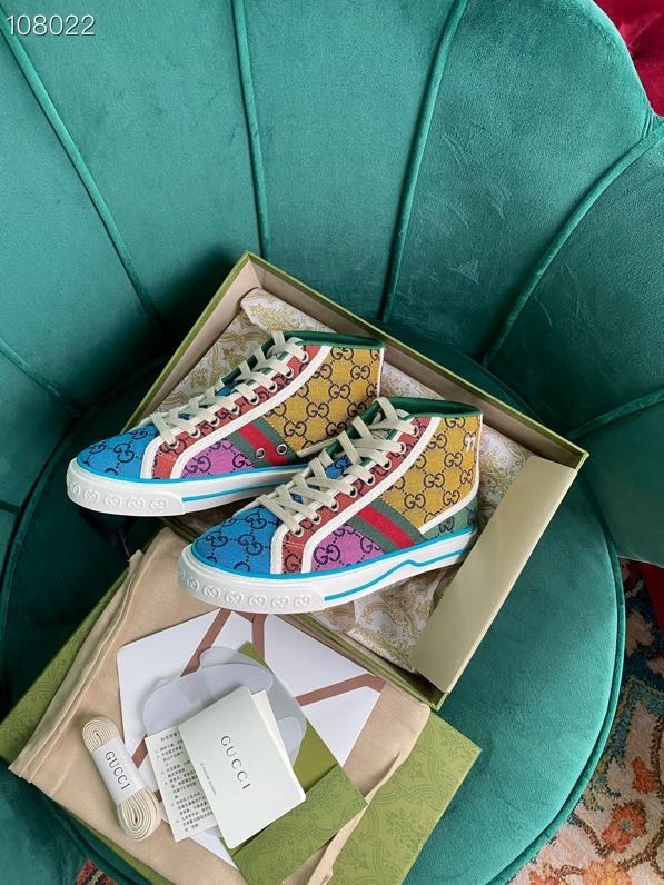 HOT SALE GUCCI Tennis 1977 GG Multicolor high-top