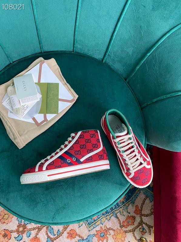 HOT SALE GUCCI Tennis 1977 GG Multicolor high-top