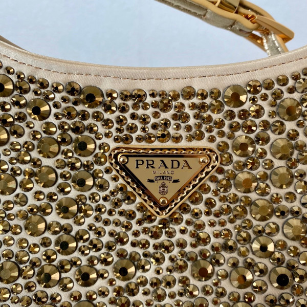 HOT SALE PRADA Cleo satin bag with appliqués