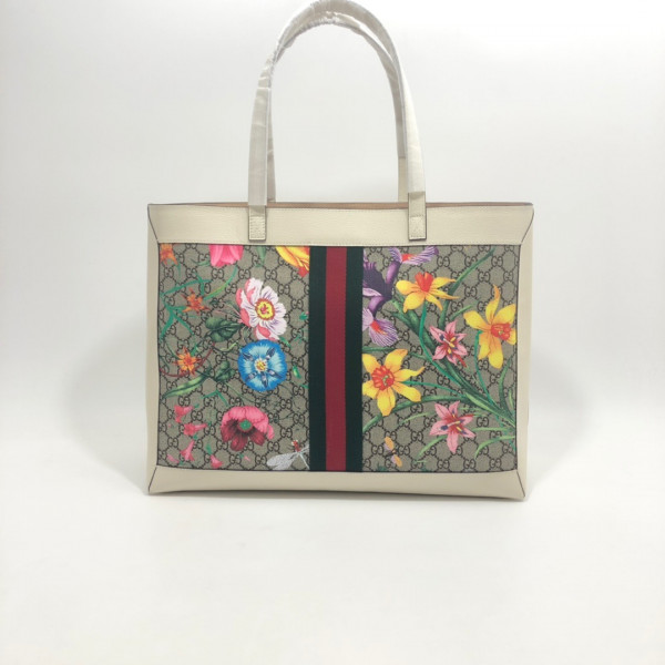 HOT SALE GUCCI GG Supreme Monogram Flora Web Large Ophidia Tote