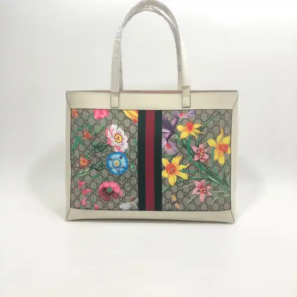 Affordable TO GUCCI GG Supreme Monogram Flora Web Large Ophidia Tote