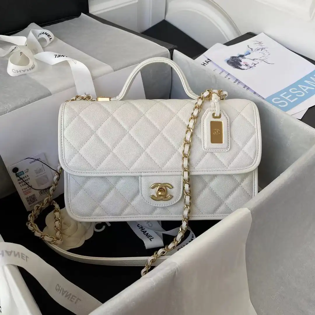 CHANEL SMALL FLAP BAG WITH TOP HANDLE