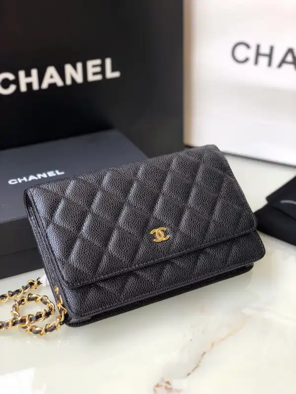 Affordable CL CHAIN WALLET CAVIAR