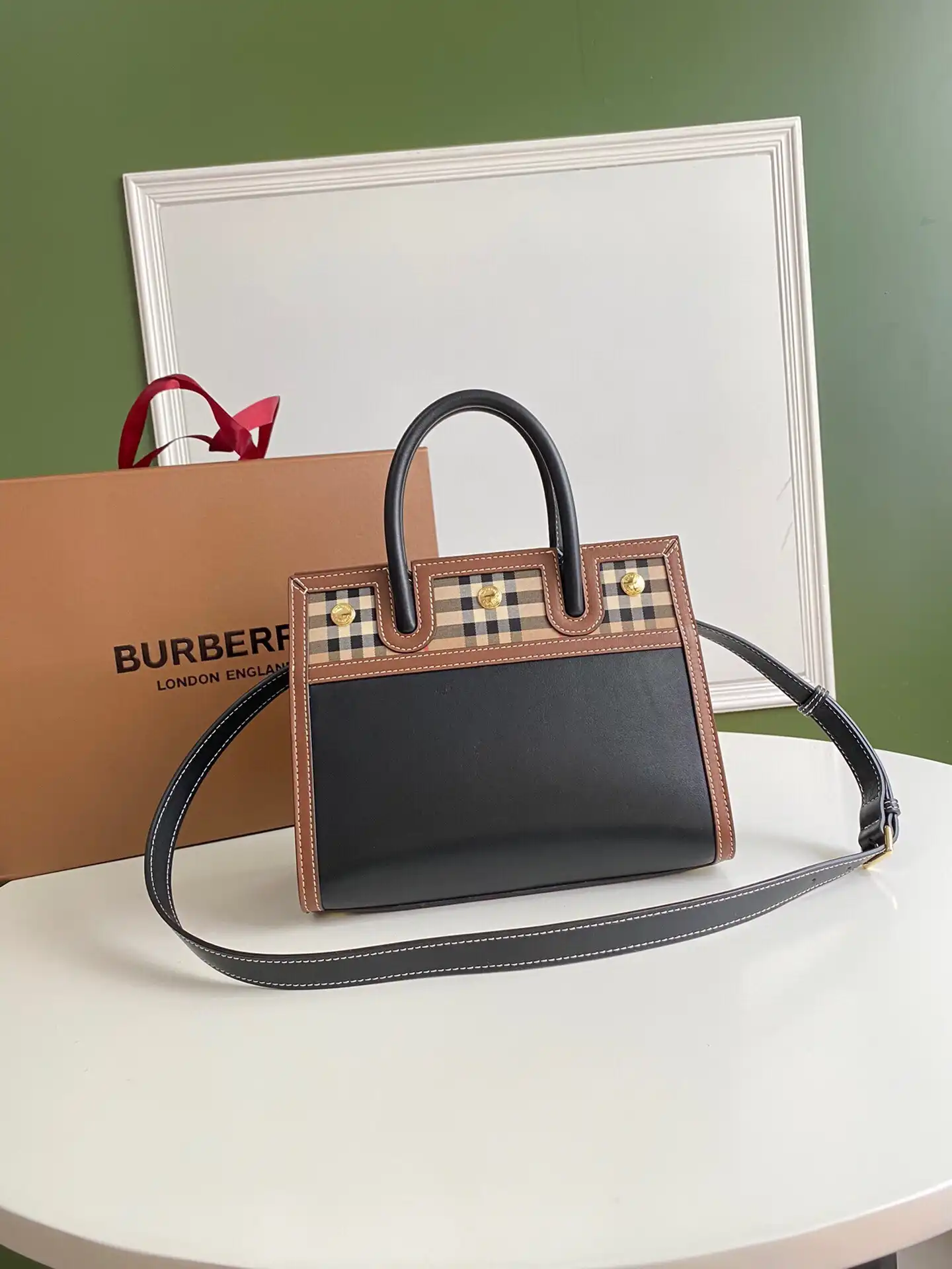 BURBERRY Mini Vintage Check Two-handle Title Bag