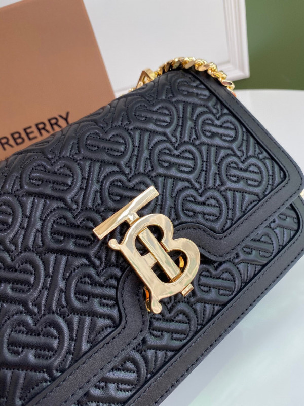 HOT SALE BURBERRY Small Quilted Monogram Lambskin TB Bag