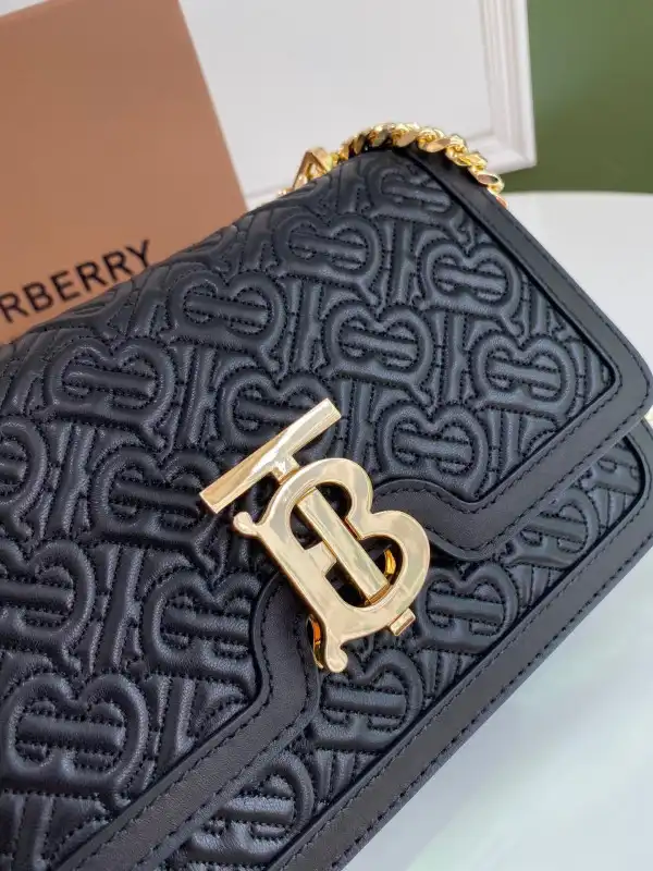 BURBERRY Small Quilted Monogram Lambskin TB Bag