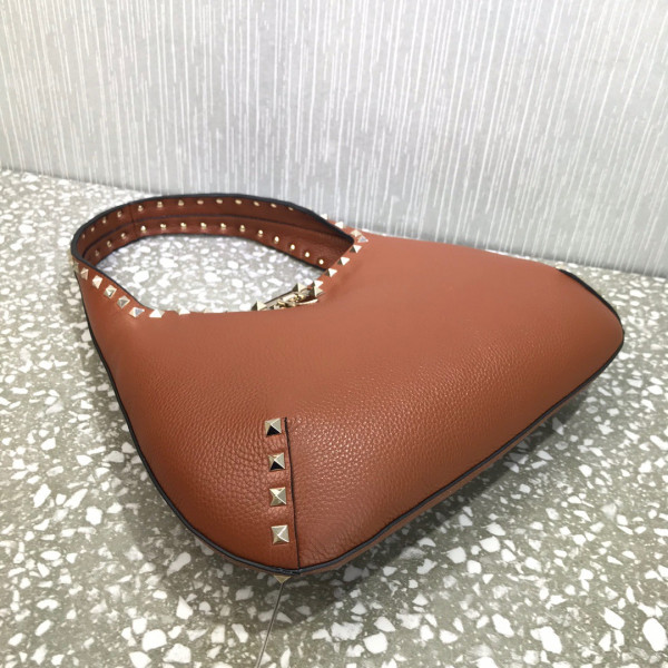 HOT SALE VALENTINO SMALL ROCKSTUD GRAINY CALFSKIN HOBO BAG