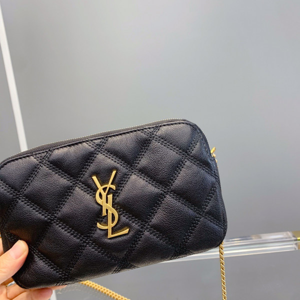 HOT SALE YSL BECKY DOUBLE-ZIP POUCH IN QUILTED LAMBSKIN