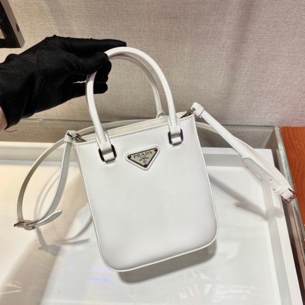 HOT SALE PRADA Small brushed leather tote