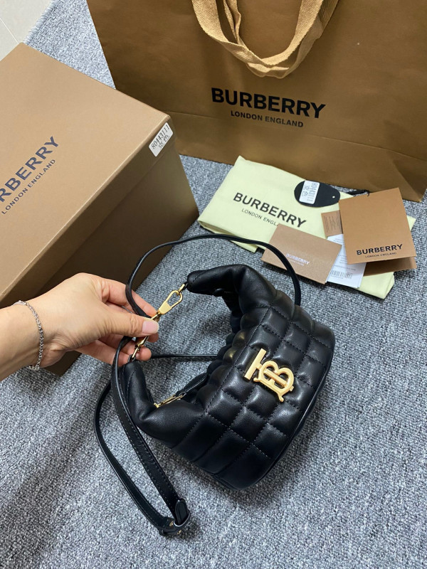 HOT SALE BURBERRY Small Quilted Lambskin Crescent Lola Bag