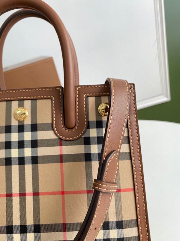 HOT SALE BURBERRY Mini Vintage Check Two-handle Title Bag