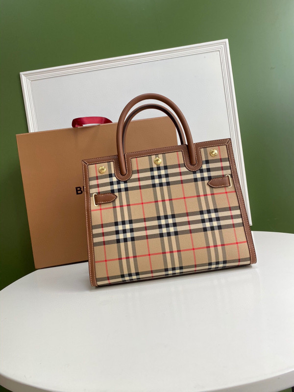 HOT SALE BURBERRY Small Vintage Check Two-handle Title Bag