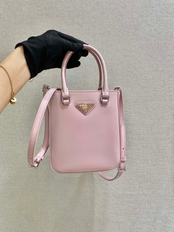 HOT SALE PRADA Small brushed leather tote