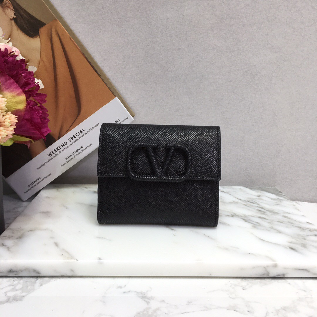 HOT SALE VALENTINO GARAVANI COMPACT VSLING GRAINY CALFSKIN WALLET