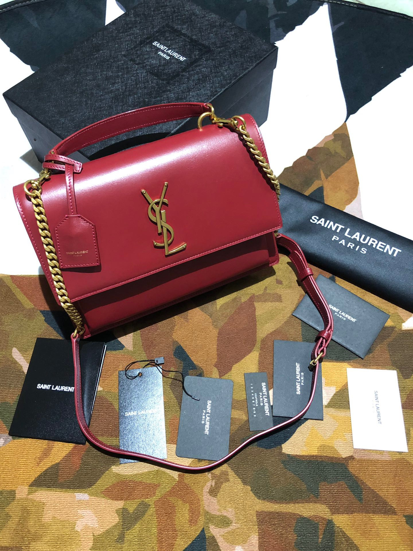 HOT SALE YSL MEDIUM SUNSET SATCHEL IN SMOOTH LEATHER