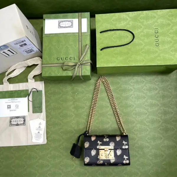 First bag ru GUCCI padlock small berry shoulder bag