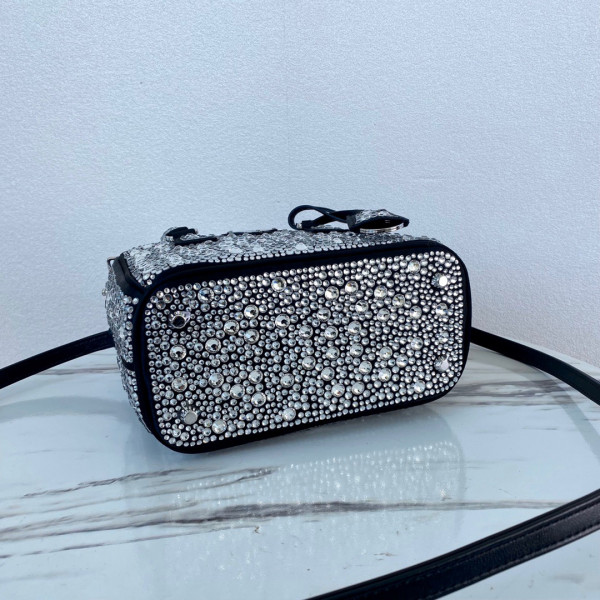 HOT SALE PRADA Galleria satin mini-bag with crystals