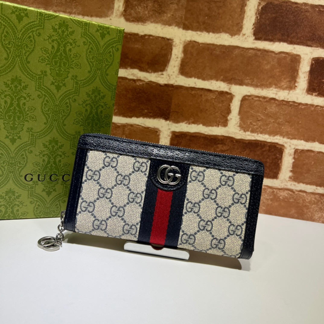 HOT SALE Gucci Ophidia GG zip around wallet