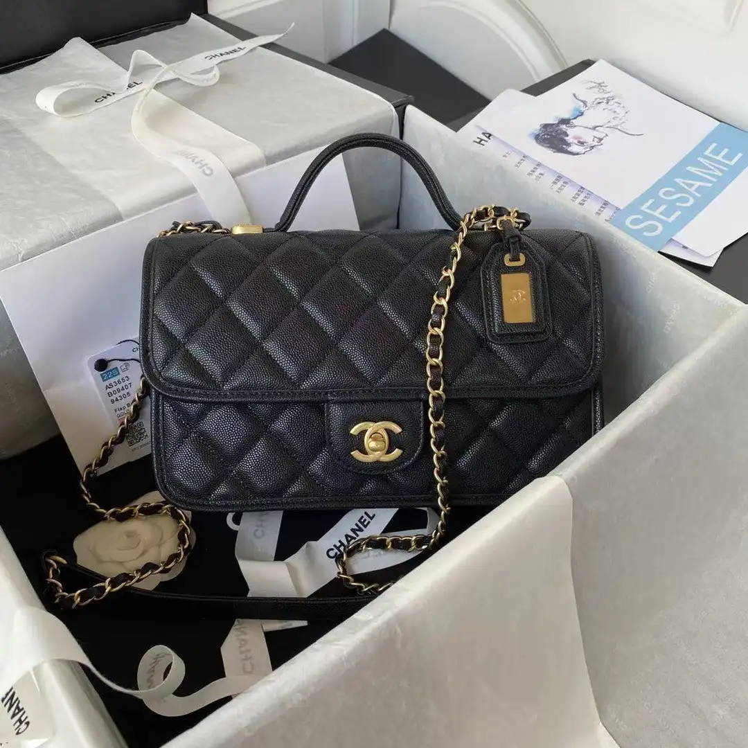 CHANEL SMALL FLAP BAG WITH TOP HANDLE