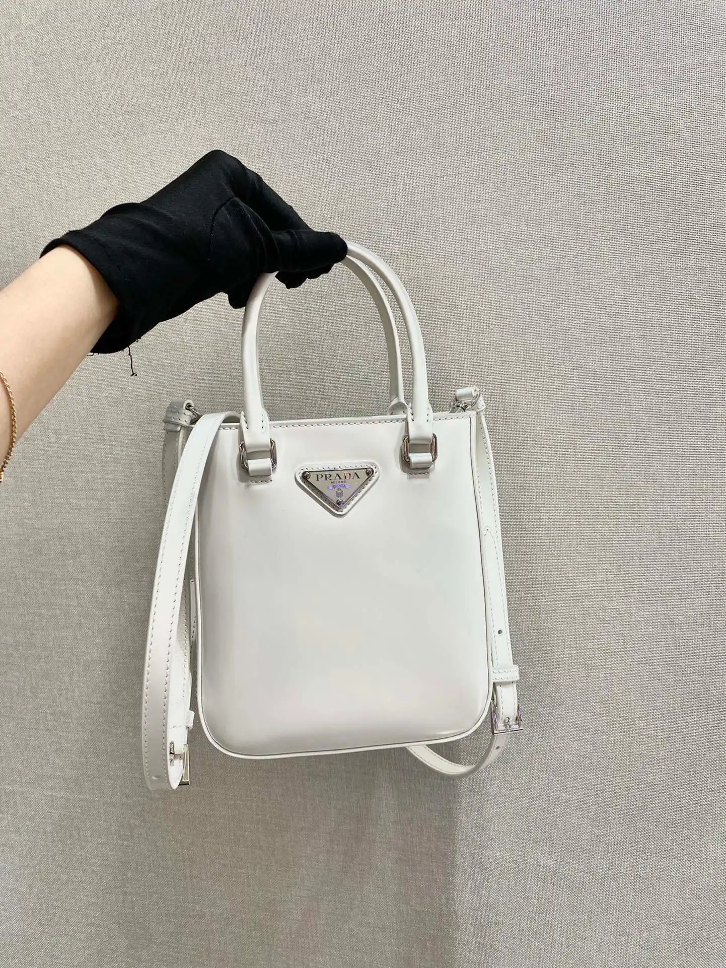 PRADA Small brushed leather tote