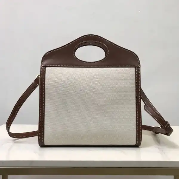 BURBERRY Mini Two-tone Canvas and Leather Pocket Bag