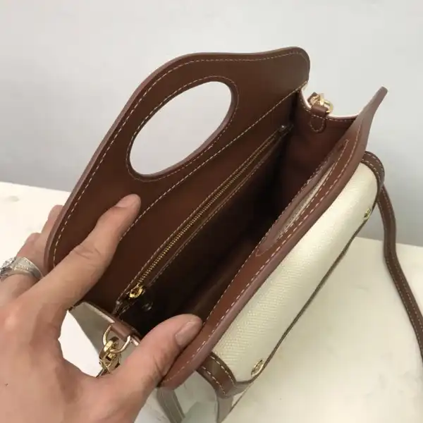 BURBERRY Mini Two-tone Canvas and Leather Pocket Bag