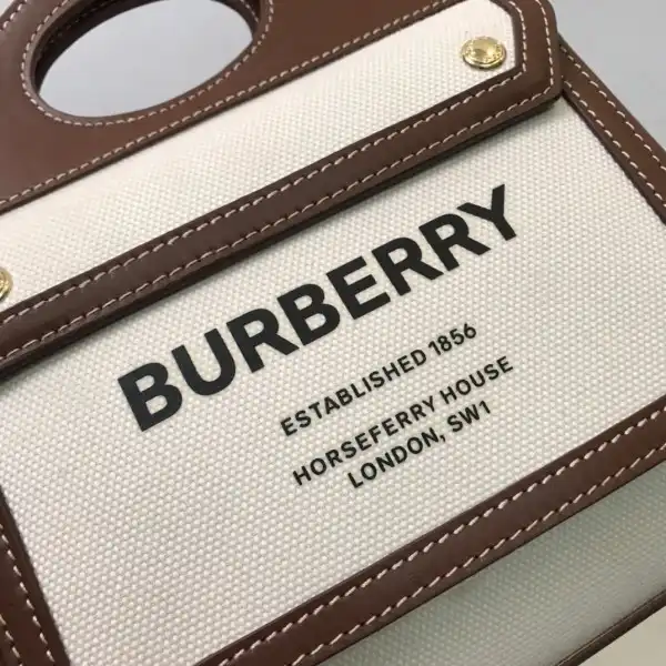 Bagsoffer yupoo BURBERRY Mini Two-tone Canvas and Leather Pocket Bag