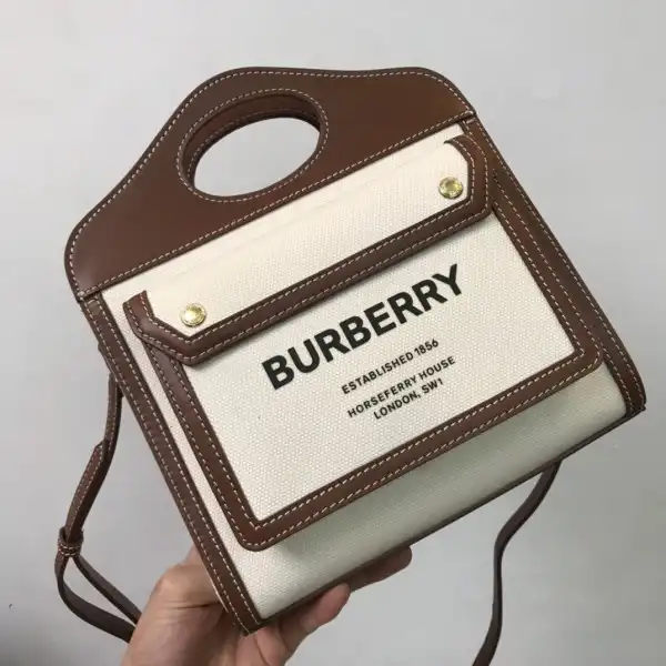 Bagsoffer yupoo BURBERRY Mini Two-tone Canvas and Leather Pocket Bag