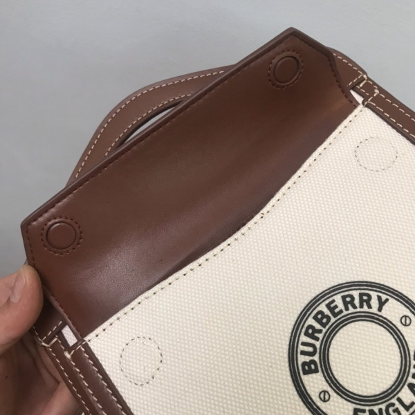 BURBERRY Mini Two-tone Canvas and Leather Pocket Bag