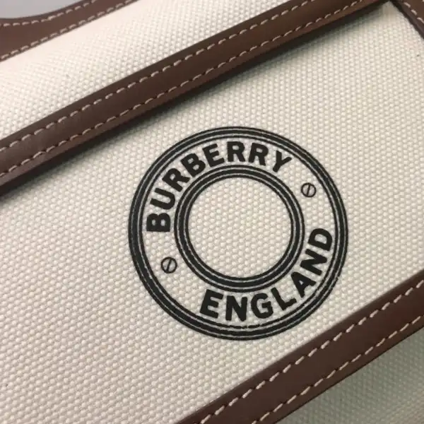 BURBERRY Mini Two-tone Canvas and Leather Pocket Bag