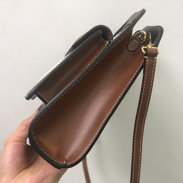 HOT SALE BURBERRY Mini Two-tone Canvas and Leather Pocket Bag