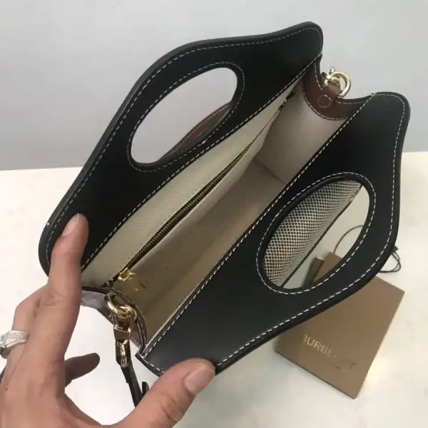 BURBERRY Mini Two-tone Canvas and Leather Pocket Bag