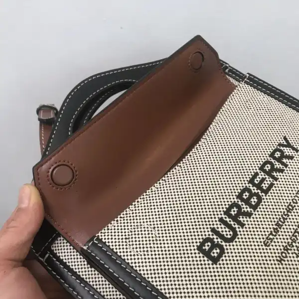 Yupoo bagsoffer BURBERRY Mini Two-tone Canvas and Leather Pocket Bag