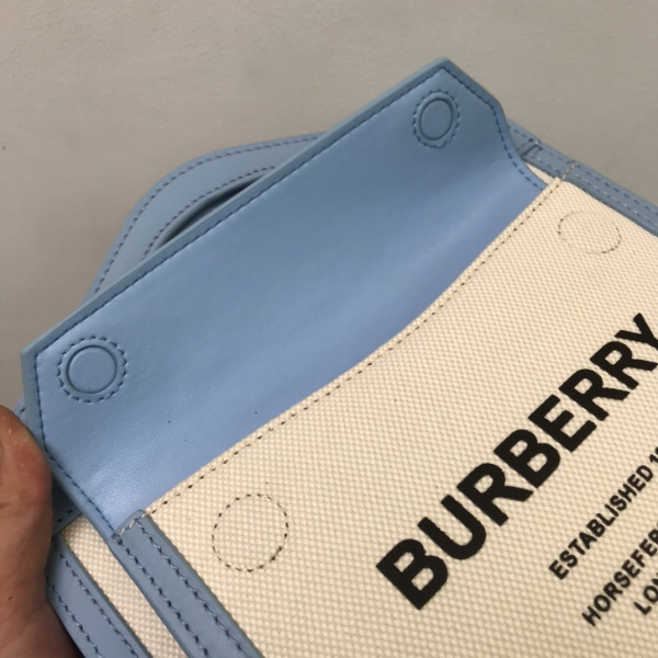 HOT SALE BURBERRY Mini Two-tone Canvas and Leather Pocket Bag