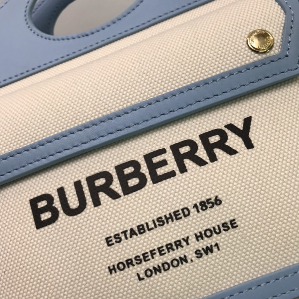 HOT SALE BURBERRY Mini Two-tone Canvas and Leather Pocket Bag