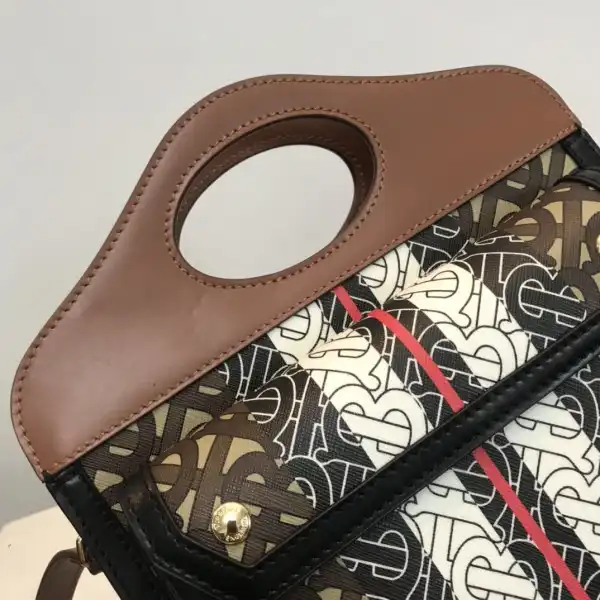 BURBERRY Mini Two-tone Canvas and Leather Pocket Bag